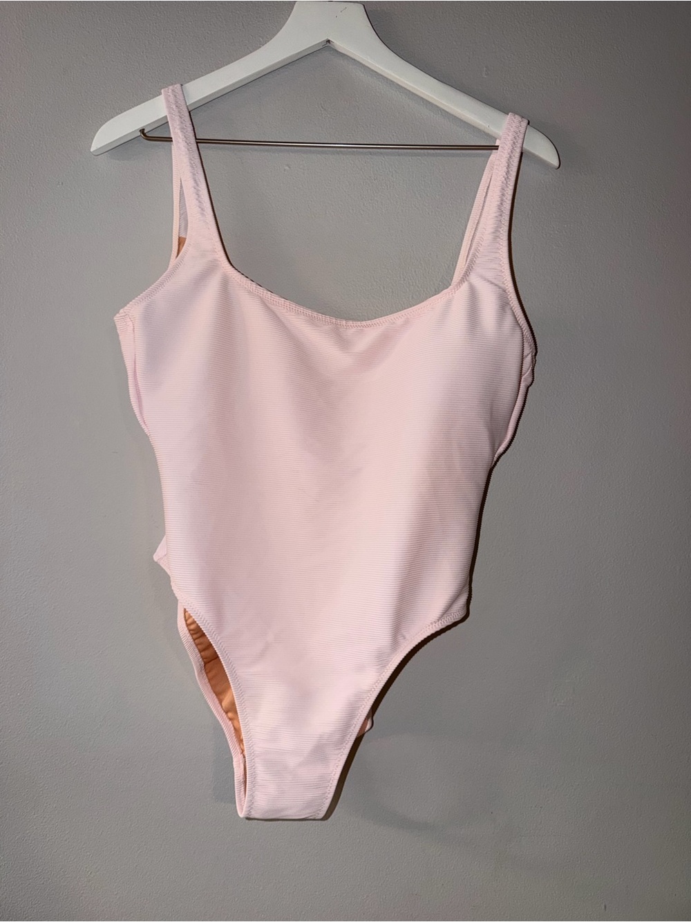 New J. Crew Ribbed Squareneck One-piece Swimsuit in Pale Blossom NWT 10